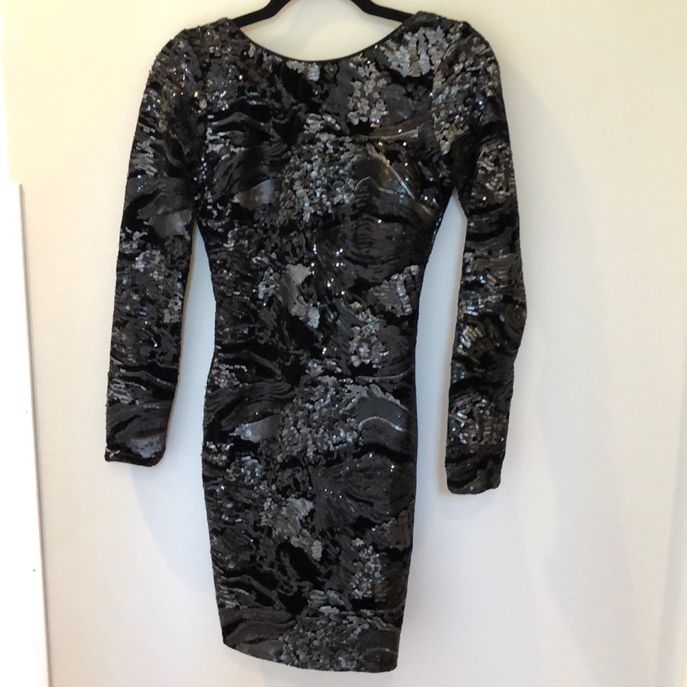 Dress the Population Black Sequin Long Slv Dress